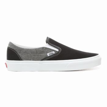 Férfi Vans Chambray Classic Slip-on Cipő VA2590876 Fekete/Fehér